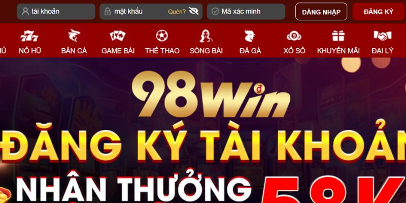 Trình tự các bước đăng nhập 98Win cho game thủ